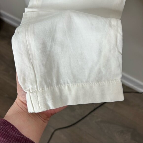 Aritzia Babaton Pants Straight Skinny Leg cuffed ankle Off white Tapered Trouser - Picture 15 of 16